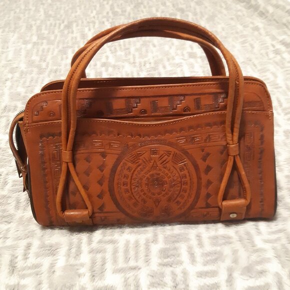 Retro Mexican satchel from the 70s-80s, unique, vintage, genuine leather, Aztec - Picture 6 of 15